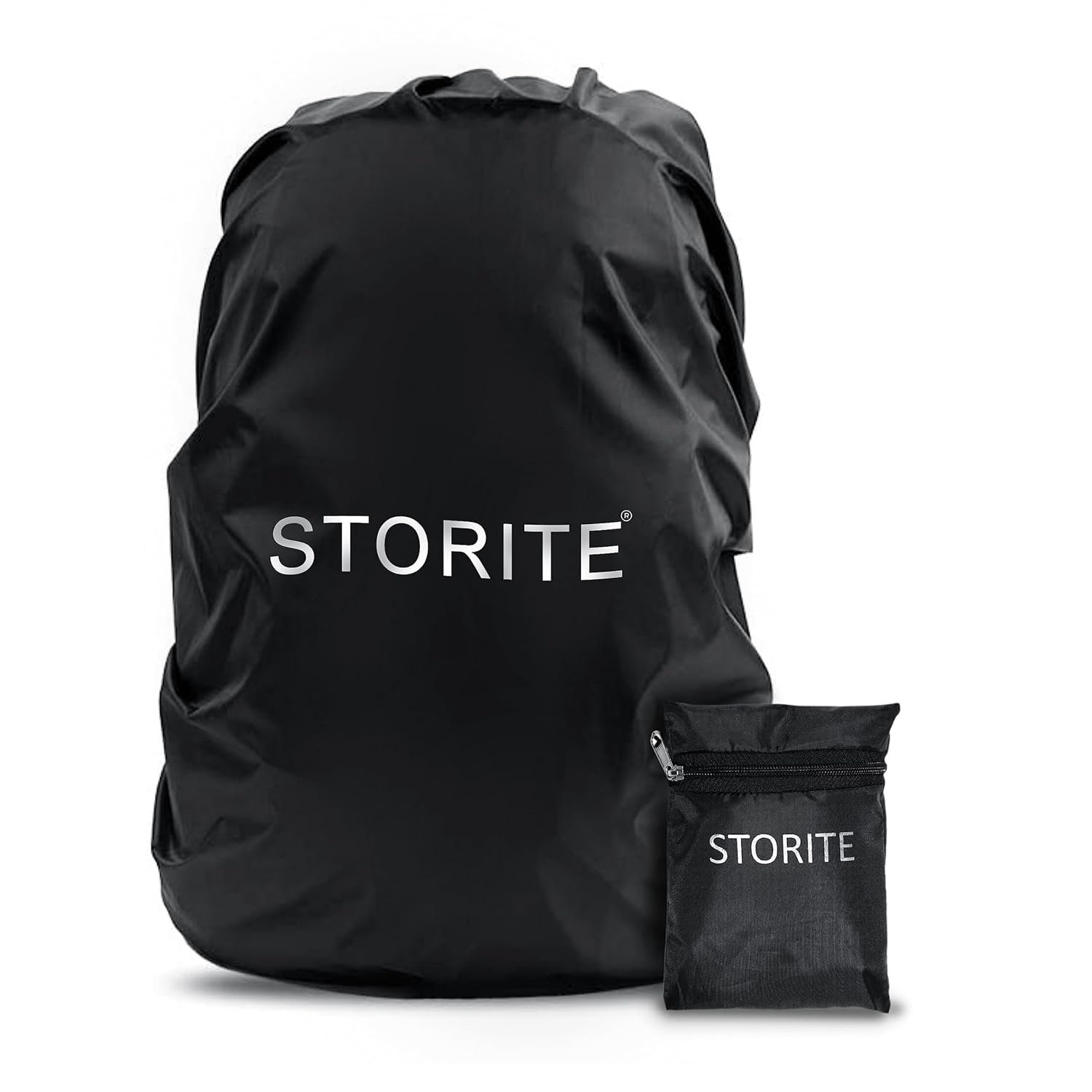 Storite Dust & Rain Cover For Standard Backpack, 30L-35L, Black | With Pouch, Water Resistance, Dustproof, Elastic Adjustable, For School, College, Office, Trekking Bags