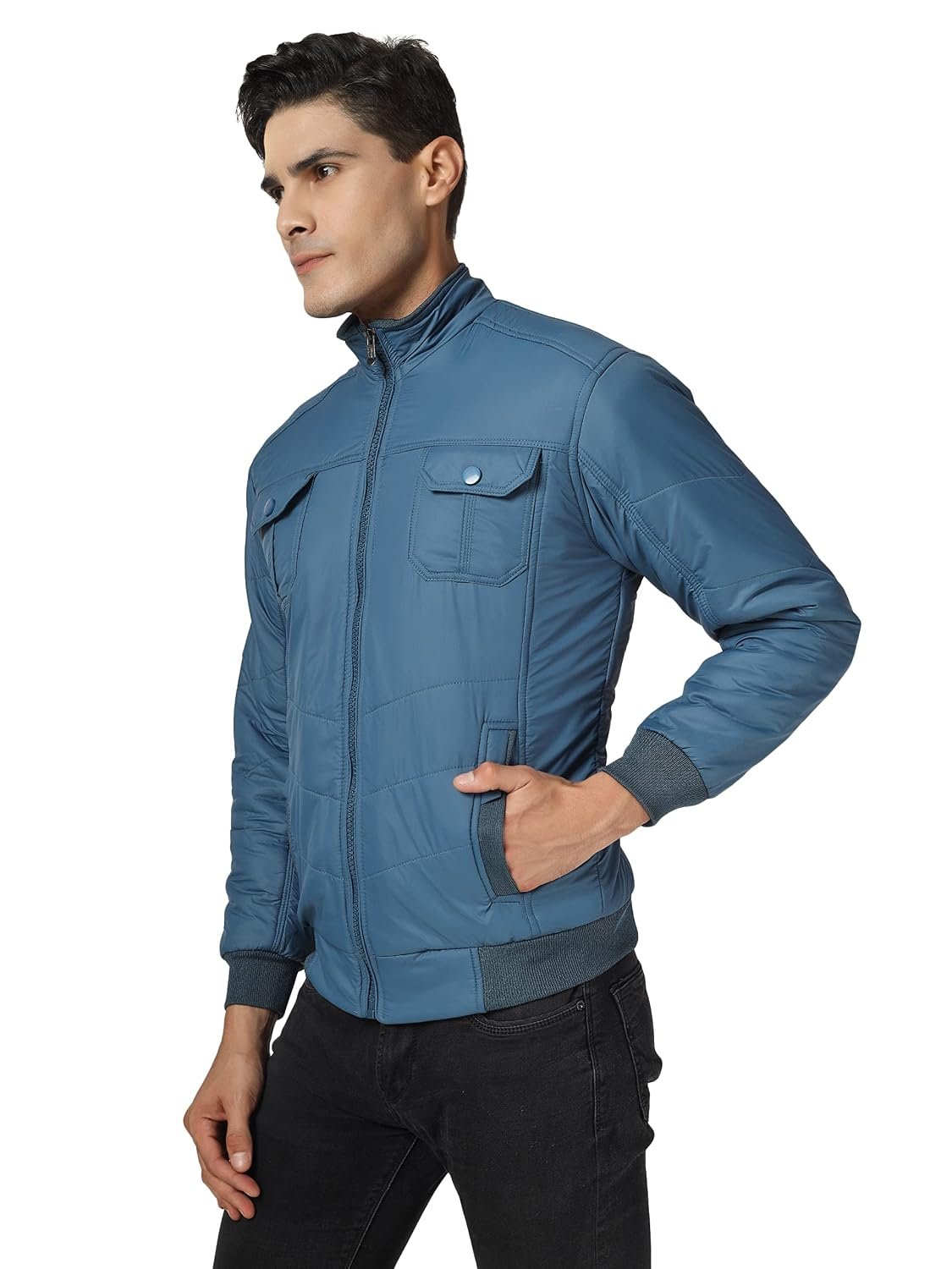 Men's Full Sleeve Solid Jacket Jerkin Varsity