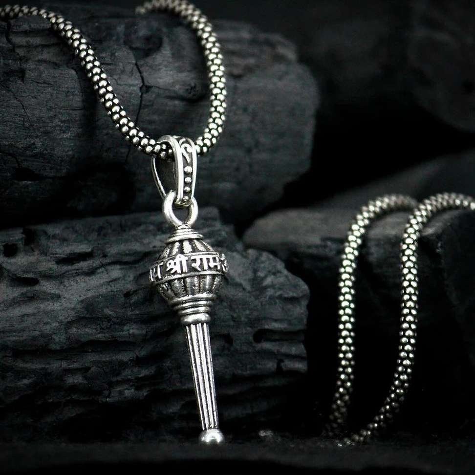 syrma sma pen hanuman ram gada 2 silver stainless steel