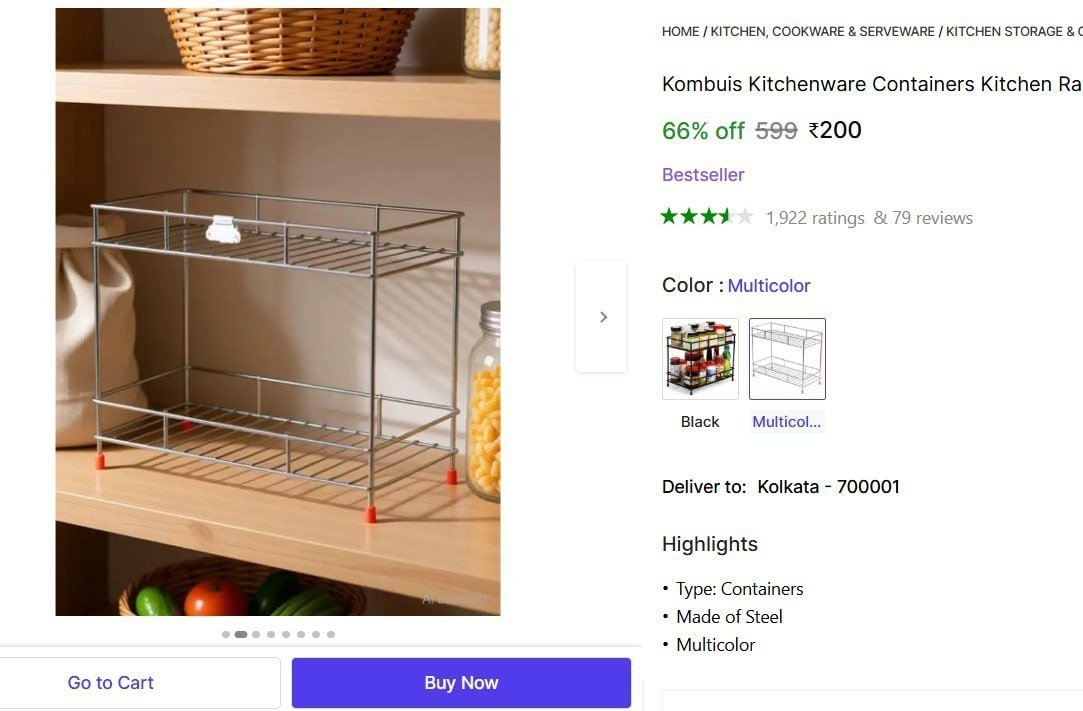 Kombuis Kitchenware Containers Kitchen Rack Steel Stainless Steel 2 Tier Kitchen Rack | Kitchen Pantry Storage Price in India - Buy Kombuis Kitchenware Containers Kitchen Rack Steel Stainless Steel 2 