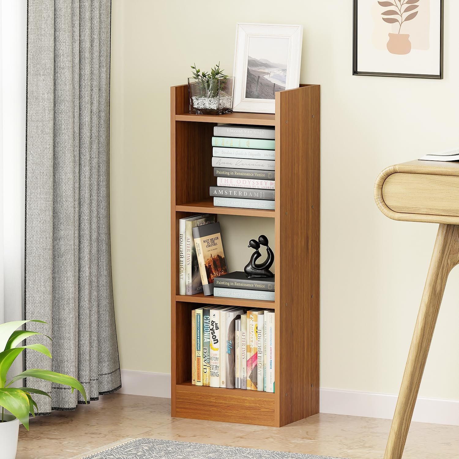 Lukzer 3 Layer Engineered Wood Multipurpose Rack Bookshelf Storage Organizer Stand (MR-010/Oak Brown/80x33x22cm) | Storage Organizer