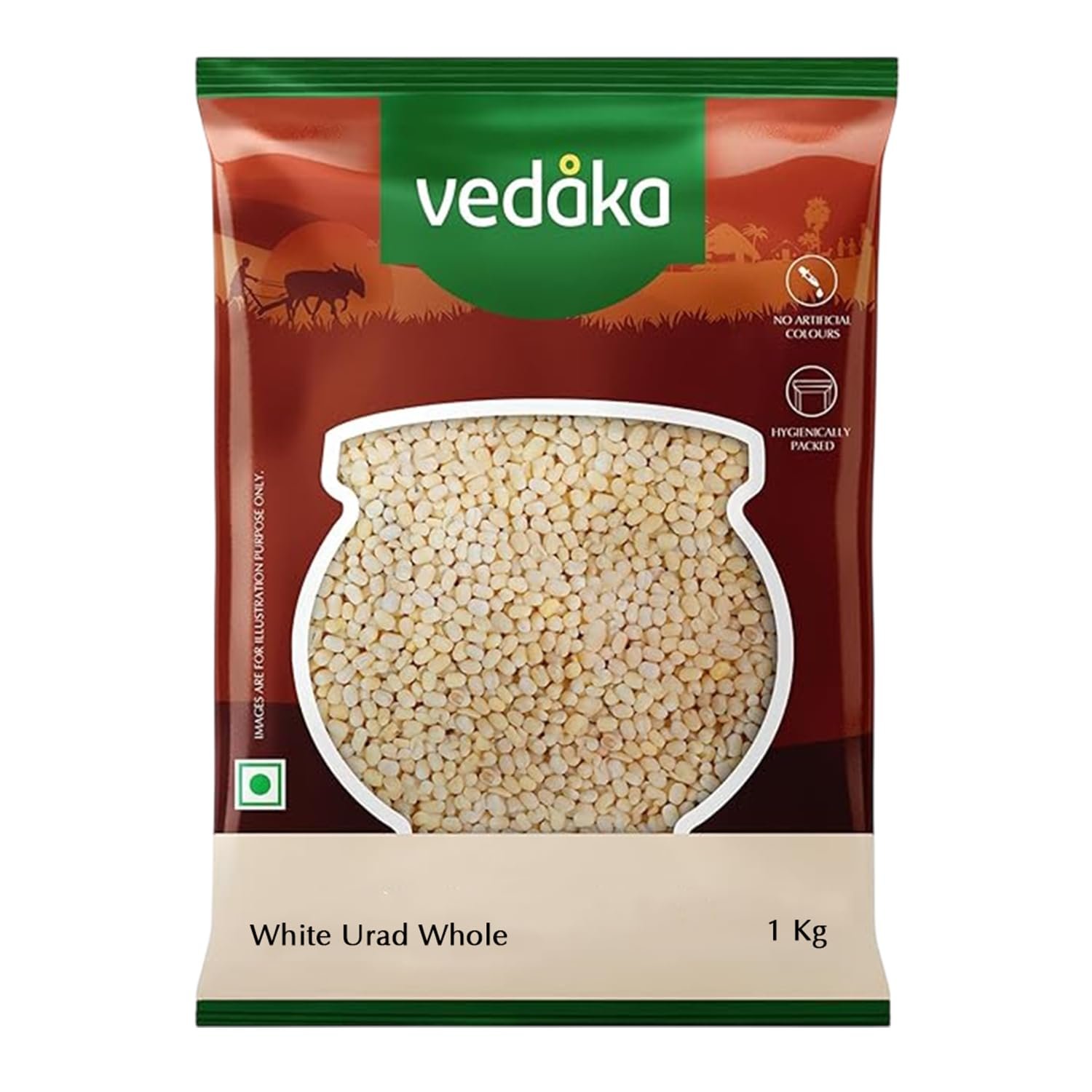Amazon Brand - Vedaka Unpolished White Urad Whole | 1 Kg | Richest Sources of Protein | No Cholesterol & No Added Additives