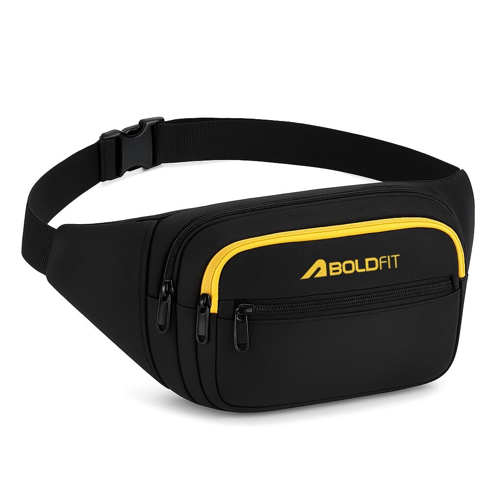 Boldfit Chest Bag for Men & Women,Crossbody Waist Pouch with 3 Zippered Compartments & Adjustable Strap,Multipurpose Fanny Pack for Travel, Festivals, Hiking, Cycling