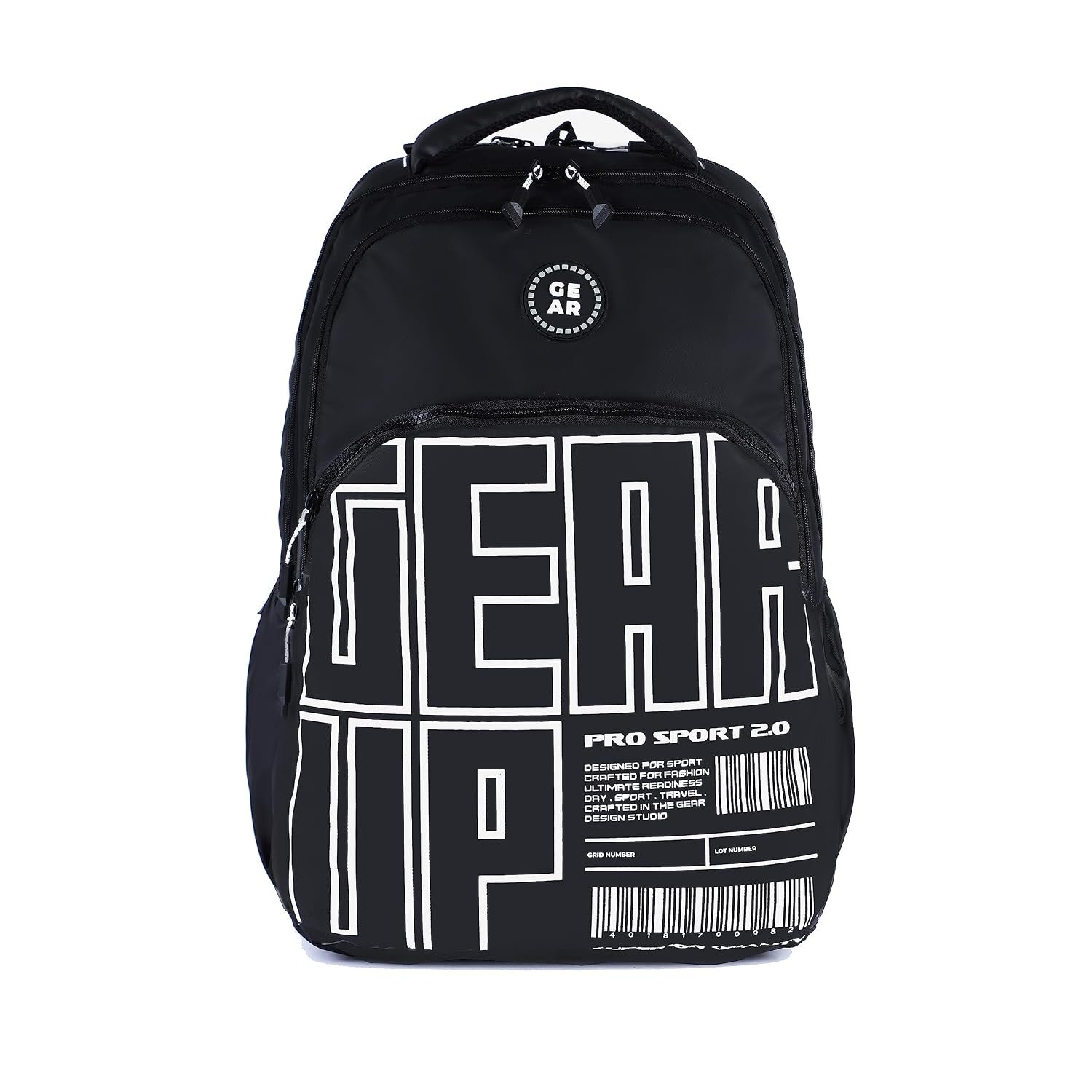 Gear Arise 40L Large Water Resistant School Bag With Sternum Strap/Casual Standard 4 Compartment Backpack/Daypack/College Bag For Boys/Girls/Men/Women (Black)