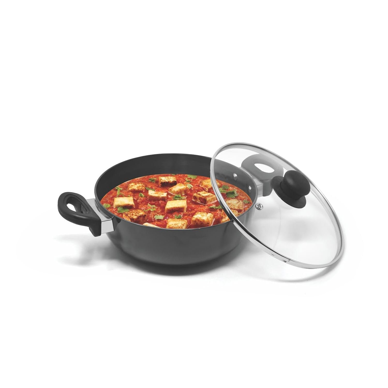 Signoraware Opulent Non Stick Kadhai 22cm | Non-Stick Coating Allows Oil Saving | Heat-Resistant Grip | Gas & Induction Compatible | Perfect for Deep Frying, Sauteing & Stir-Frying (2 LTR | St