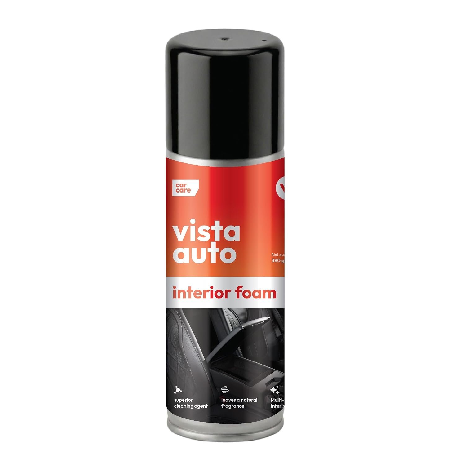 Vista Auto Care Interior Foam 450 Ml | Scented Multi-Surface Car Interior Foam Cleaner | Dashboard, Upholstery, Leather & Fabric Cleaner | Removes Stains And Dirt
