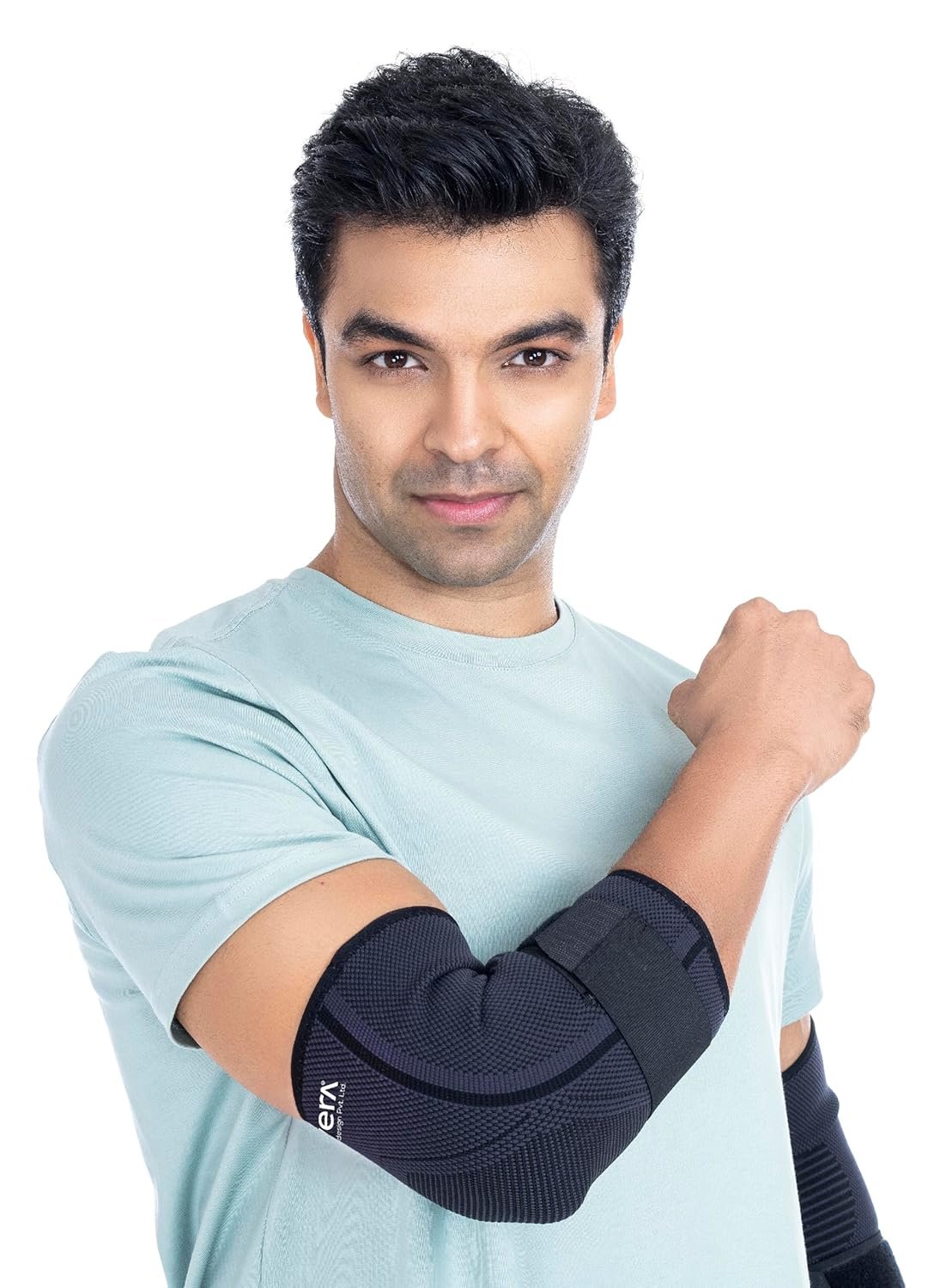 FOVERA Elbow Support Brace with Strap - Adjustable Compression Elbow Binder for Tennis Elbow, Golfer's Elbow, and Tendonitis Relief - Comfortable Arm Sleeve for Sports and Recovery (Size - S, 1 Un