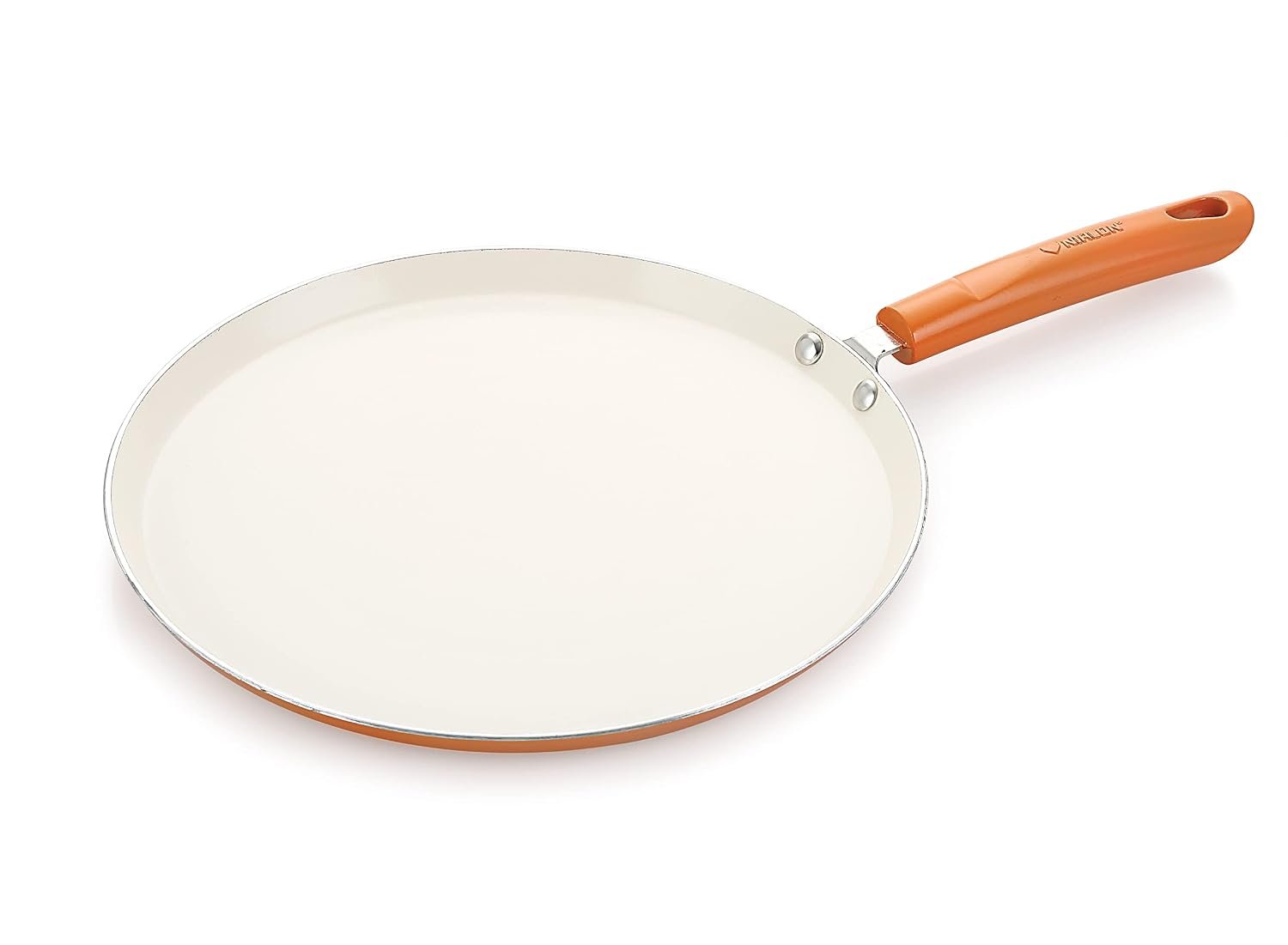 NIRLON Ceramic Inducton Base Flat Dosa Tawa with Handle Aluminum Tawa 3-Layer Nonstick Coatings - 28 Cm (Compatible with Induction, Gas & Stovetops), Orange