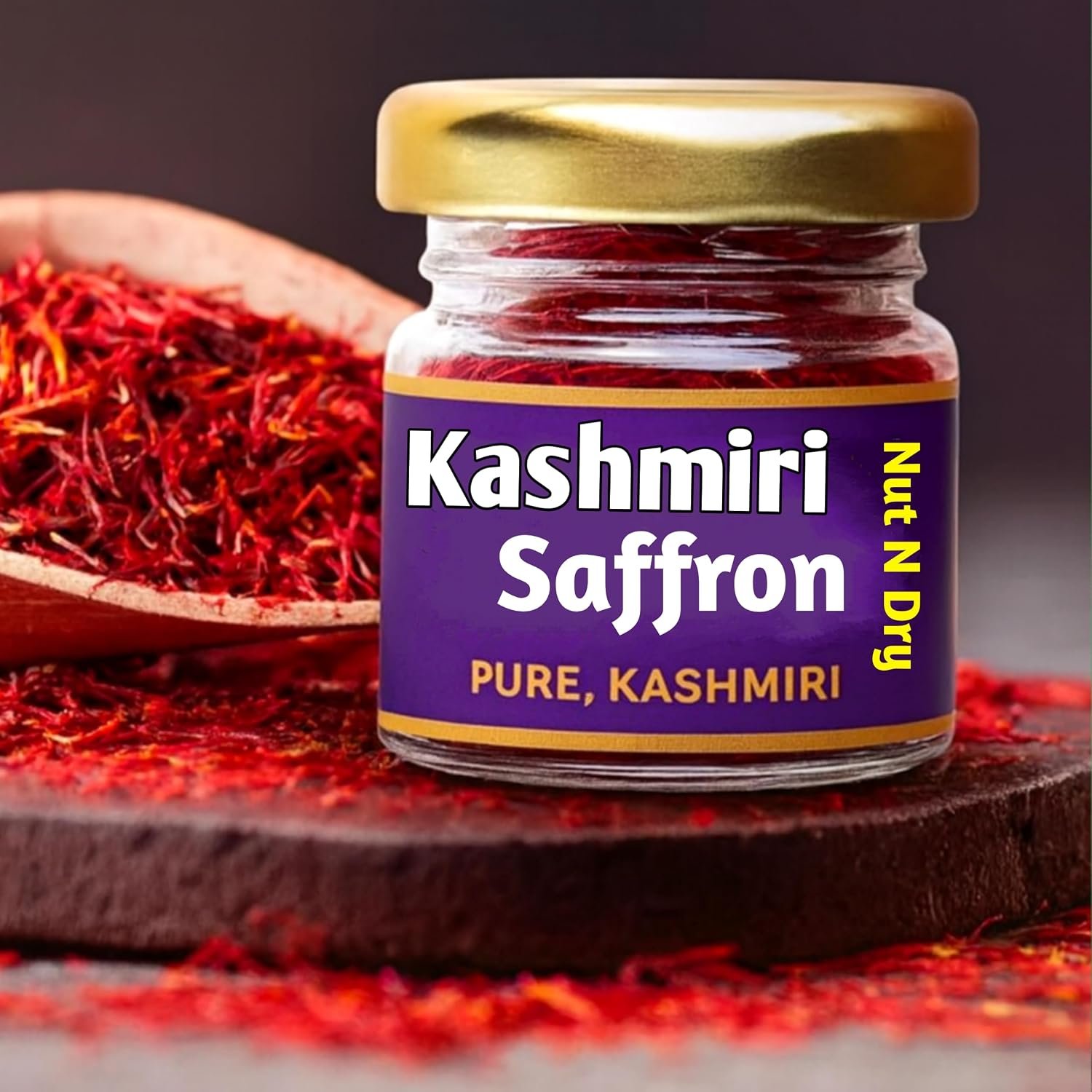Nut N Dry Original Kashmiri Saffron | Direct From kashmir | Premium Mongra Kesar Threads | 100% Pure Natural Zafran | Strong Aroma & Rich Color | For Milk, Kheer, Biryani & Skincare , saffron,