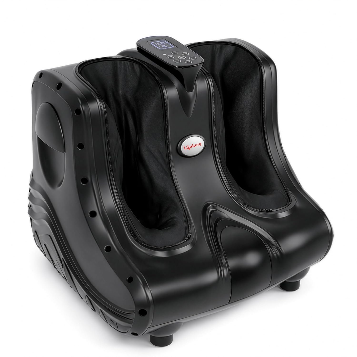 Lifelong Foot & Calf Massager Machine for Pain Relief | 3 Adjustable Intensity Levels| Electric Massager with Digital Display | Feet Massage for Blood Circulation & Soothing Heat - Max Temp up