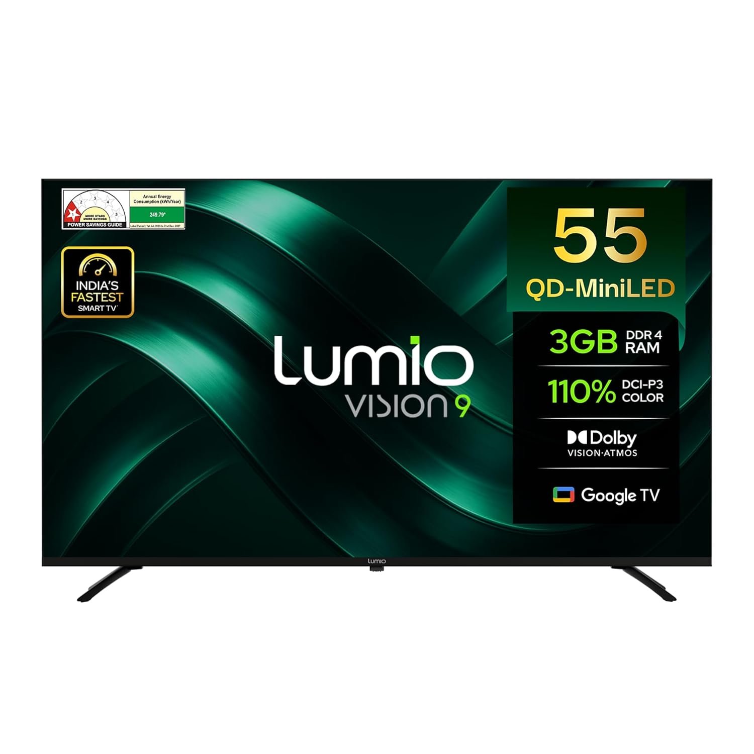 Lumio Vision 9 139cm (55 inches) 4K Ultra HD Smart QD-MiniLED Google TV EPIC1-ADSG