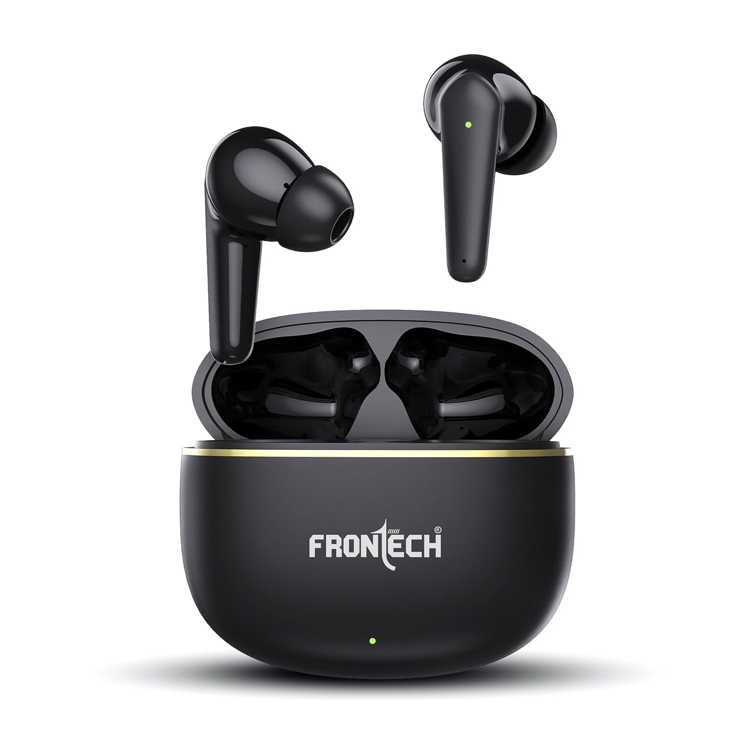 FRONTECH Zen True Wireless Earphones | Powerful Deep Bass | Type-C Port | Up to 35 Hrs Play Time | Bluetooth 5.3 | Touch Control | 450mAh Charging Case (EF-0063, Black)