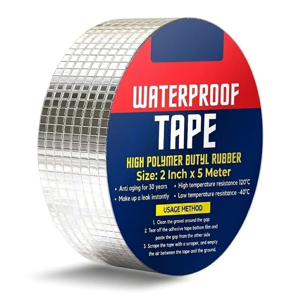 Zista Super Strong Adhesive Waterproof tape Permanent Repair Roof Water Leakage Solution Rubber Foil Suitable for Roof Leak, surface Crack, Window Sill Gap, Boat Sealing, Tank Leak