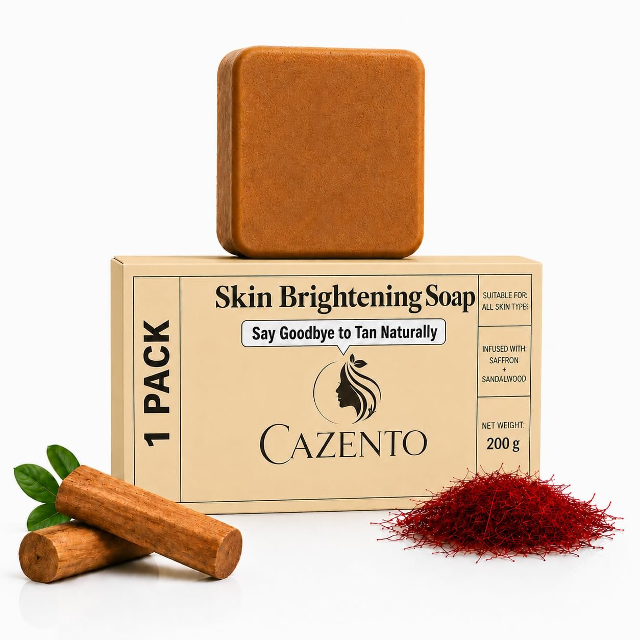 Sandalwood & Saffron Handmade Bath Magic Soap for Tan Removal and Skin Brightening, Paraben Free, for Men & Women, 100g (Pack of 1)
