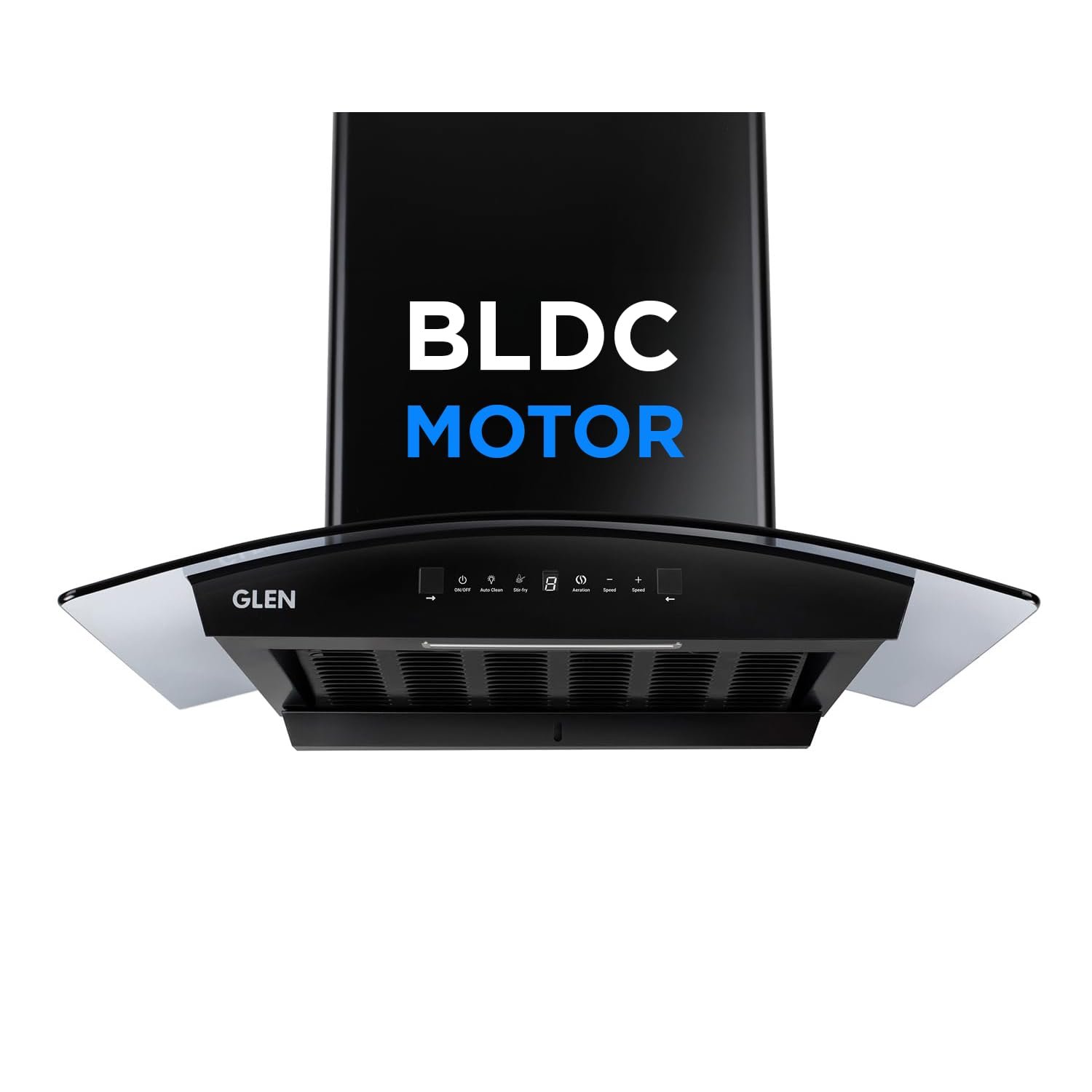 Glen Hood RICA 60 Curved Glass Kitchen Chimney | 1500 m³/hr Suction | BLDC Motor | Filterless Thermal Auto Clean | Touch & Gesture Control |1 Year Comprehensive Warranty & 7 Year on Motor| Bla