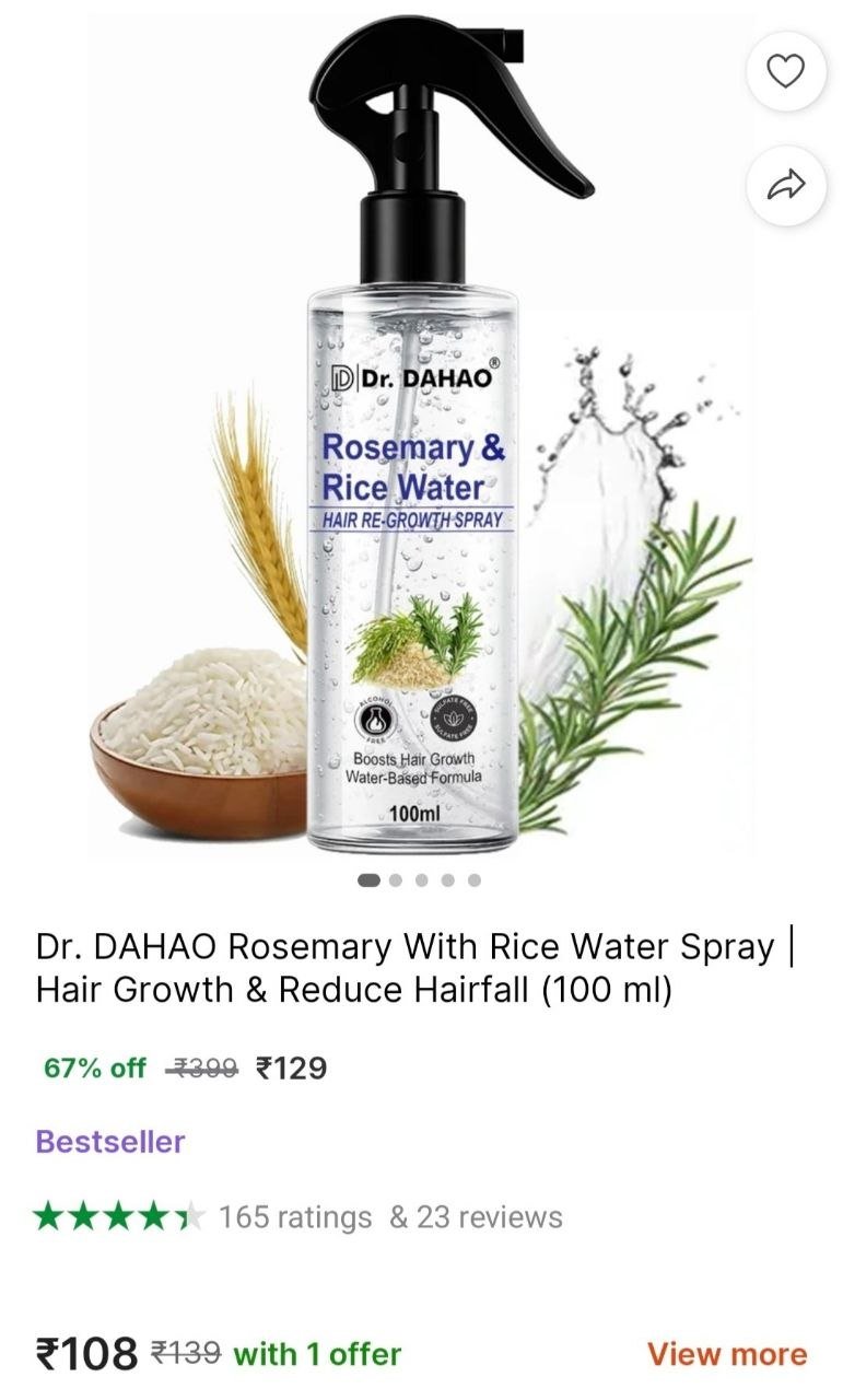 Dr. DAHAO Rosemary With Rice Water Spray | Hair Growth & Reduce Hairfall Price in India - Buy Dr. DAHAO Rosemary With Rice Water Spray | Hair Growth & Reduce Hairfall online at Shopsy.in