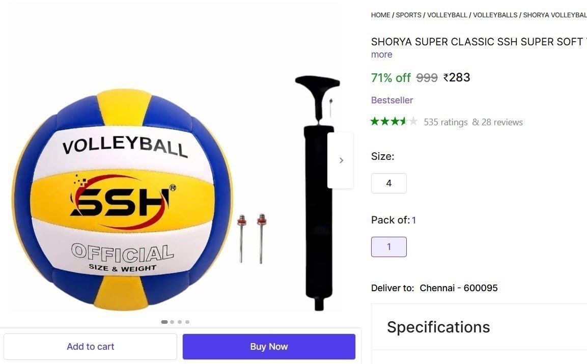 SHORYA SUPER CLASSIC SSH SUPER SOFT VOLLEYBALL WITH PUMP Volleyball - Size: 4 Price in India - Buy SHORYA SUPER CLASSIC SSH SUPER SOFT VOLLEYBALL WITH PUMP Volleyball - Size: 4 online at Shopsy.in