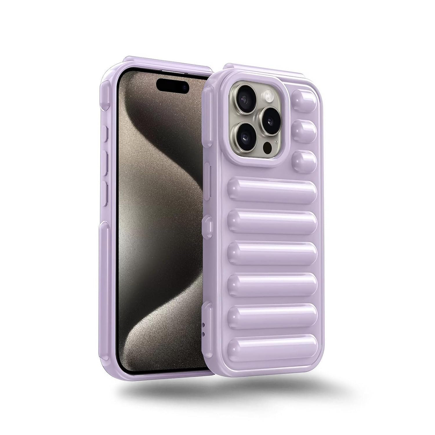 Amazon Brand - Solimo High Protection Capsule Design Back Cover for Apple iPhone 15 Pro Max - Lilac Purple