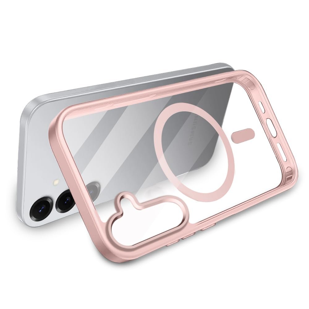 Samsung S25 Plus Transparent Case | Shockproof Bumper & Camera Protection | Magsafe Compatible | Sleek Hard Crystal Back Cover for Samsung S25 Plus – Pink