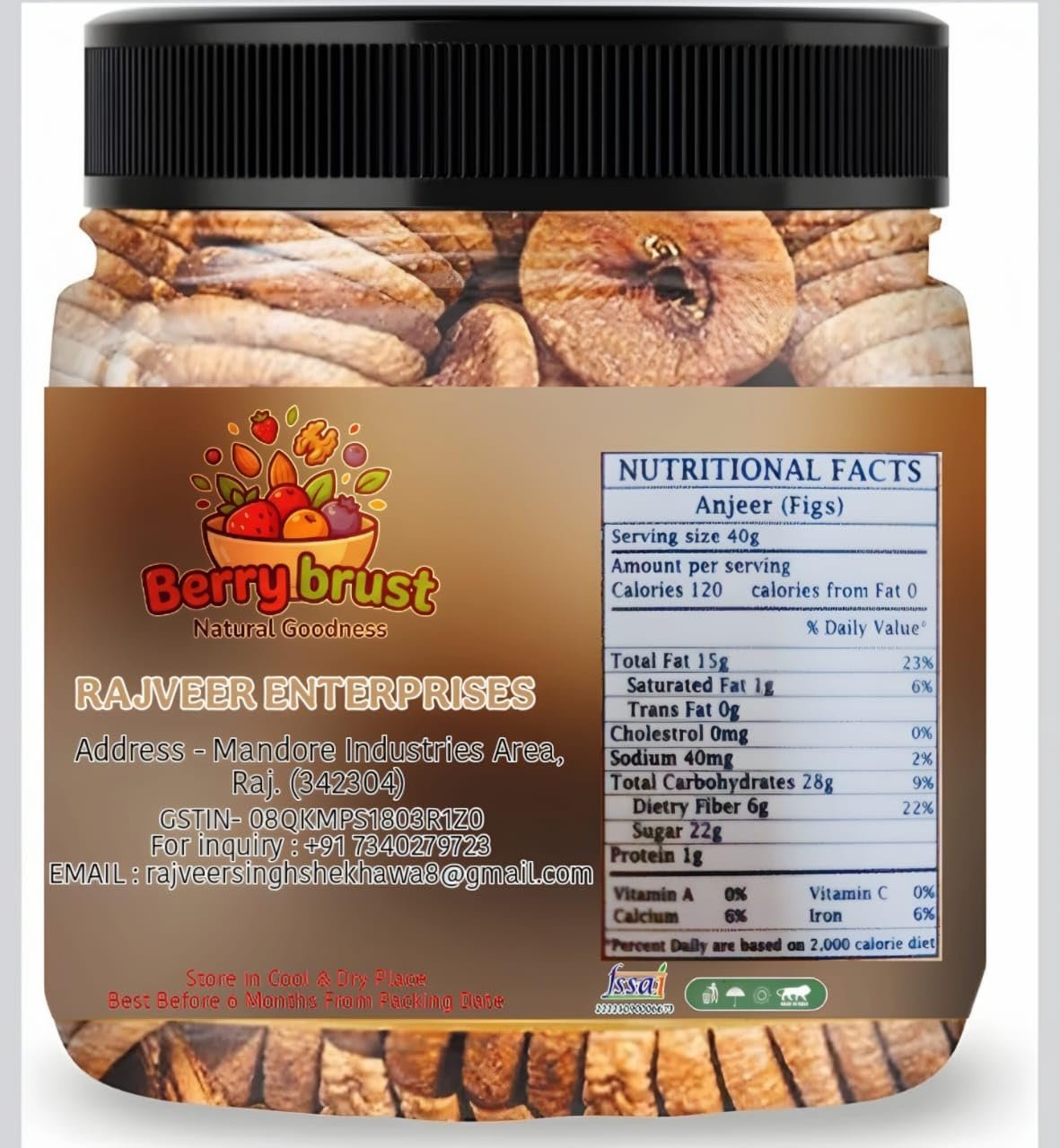 RAJVEER ENTERPRISES Premium Anjeer Natural Dry Fig for Healthy Snacking, Dried Anjeer for Dieting & Breakfast | Rich Source of Fibre Calcium, Iron Minerals | Perfect for Giftings (500g)