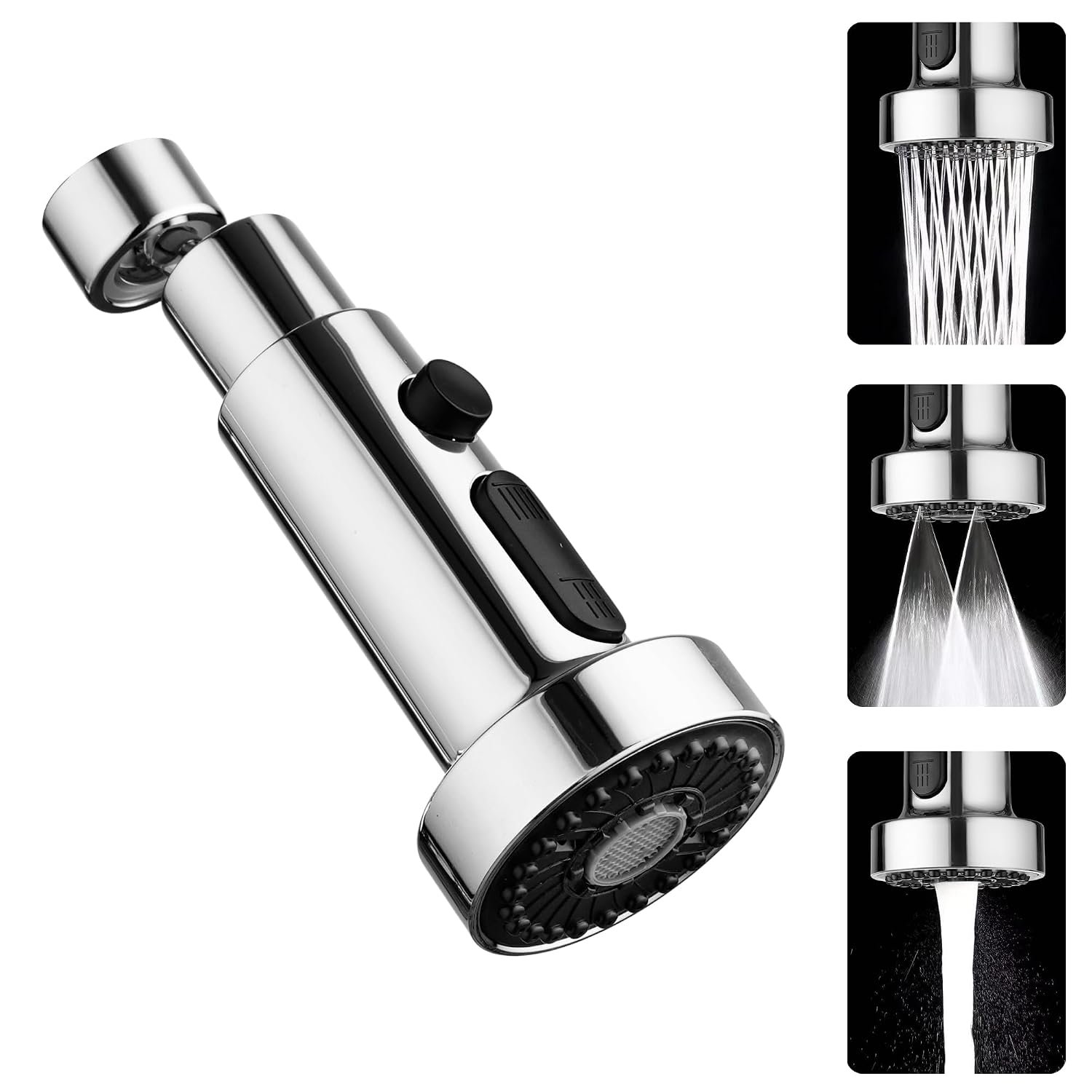 ALTON ALD865, ABS, 3-Function, Tap Extender for Kitchen Sink, Chrome | 360 Degree Rotation, Kitchen Faucet Sprayer, Fits F22, M24 mm taps and Pull-Down Sprayer
