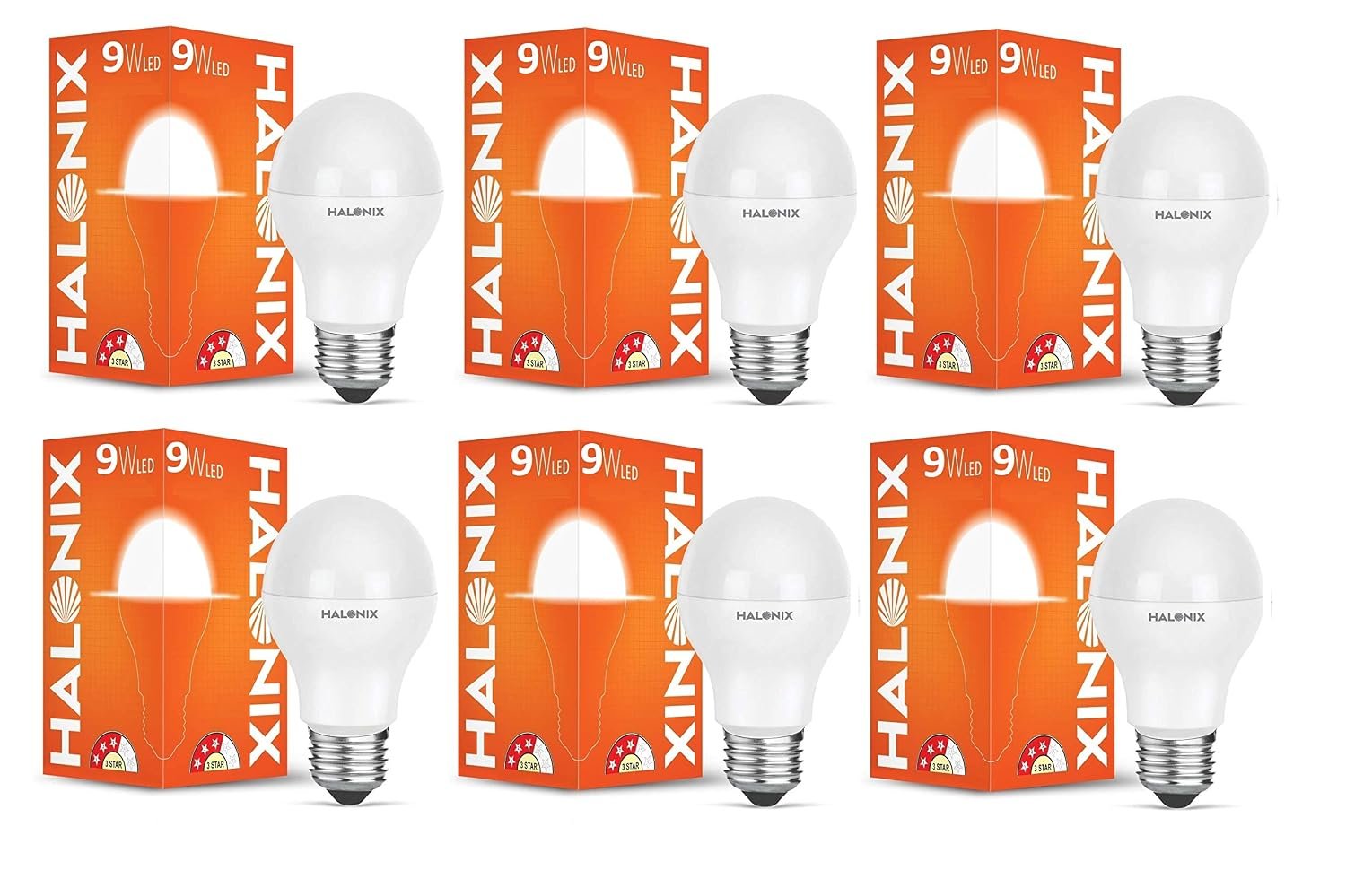 Halonix Astron Plus Base E27 9-Watt LED Bulb (Pack of 6, Cool White)