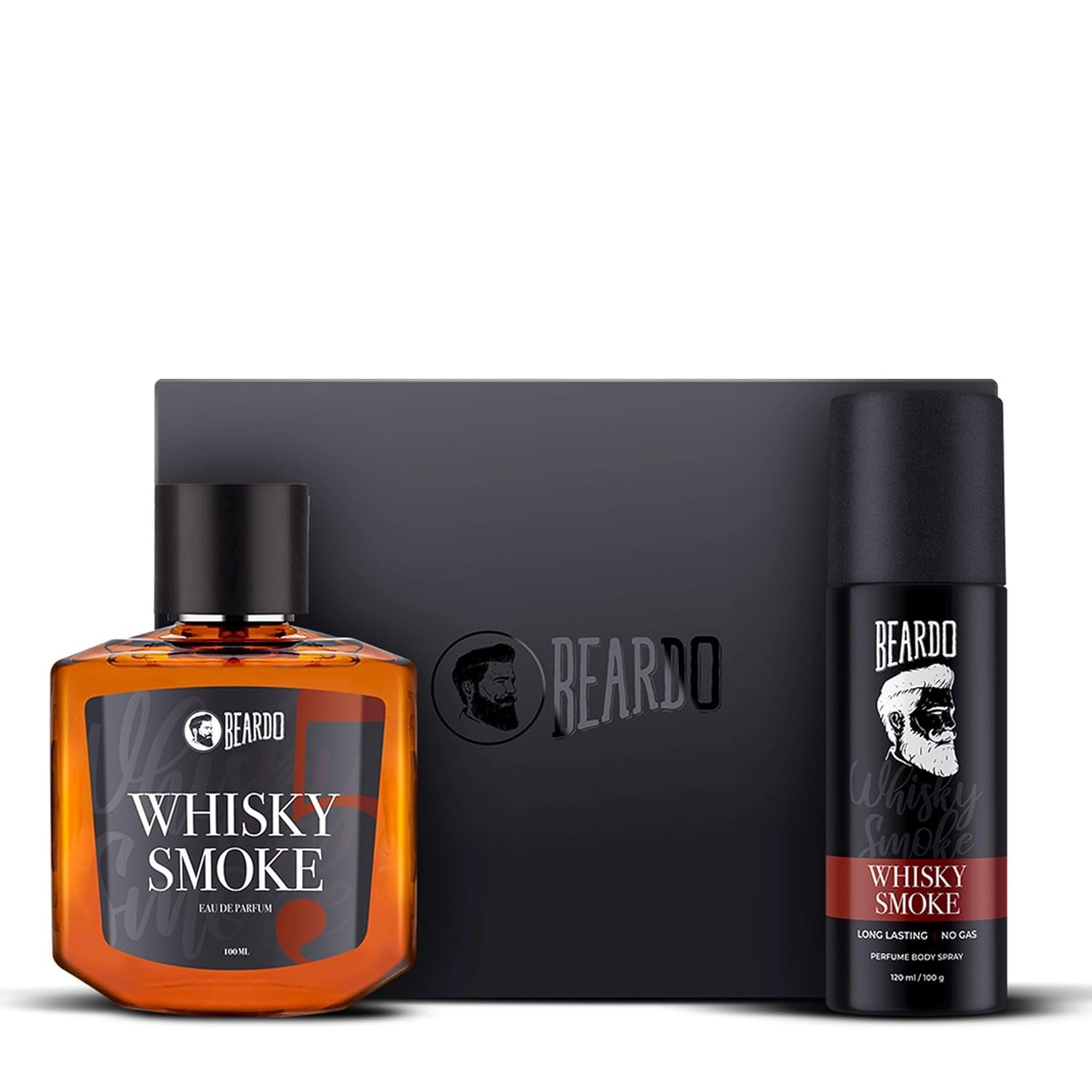 BEARDO Whisky Smoke Perfume Giftset for Men | Eau De Parfum 100ml + Body Spray 120ml | Spicy, Woody - Oudh | Long Lasting Perfume | Date night fragrance | Gift for Men | Husband | Boyfriend