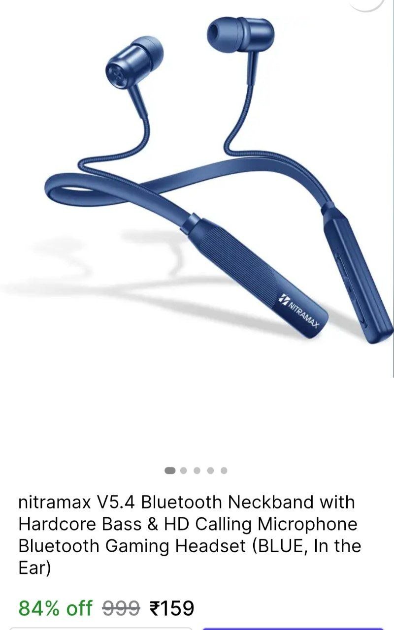 nitramax V5.4 Bluetooth Neckband with Hardcore Bass & HD Calling Microphone Bluetooth Gaming Headset Price in India - Buy nitramax V5.4 Bluetooth Neckband with Hardcore Bass & HD Calling Micro