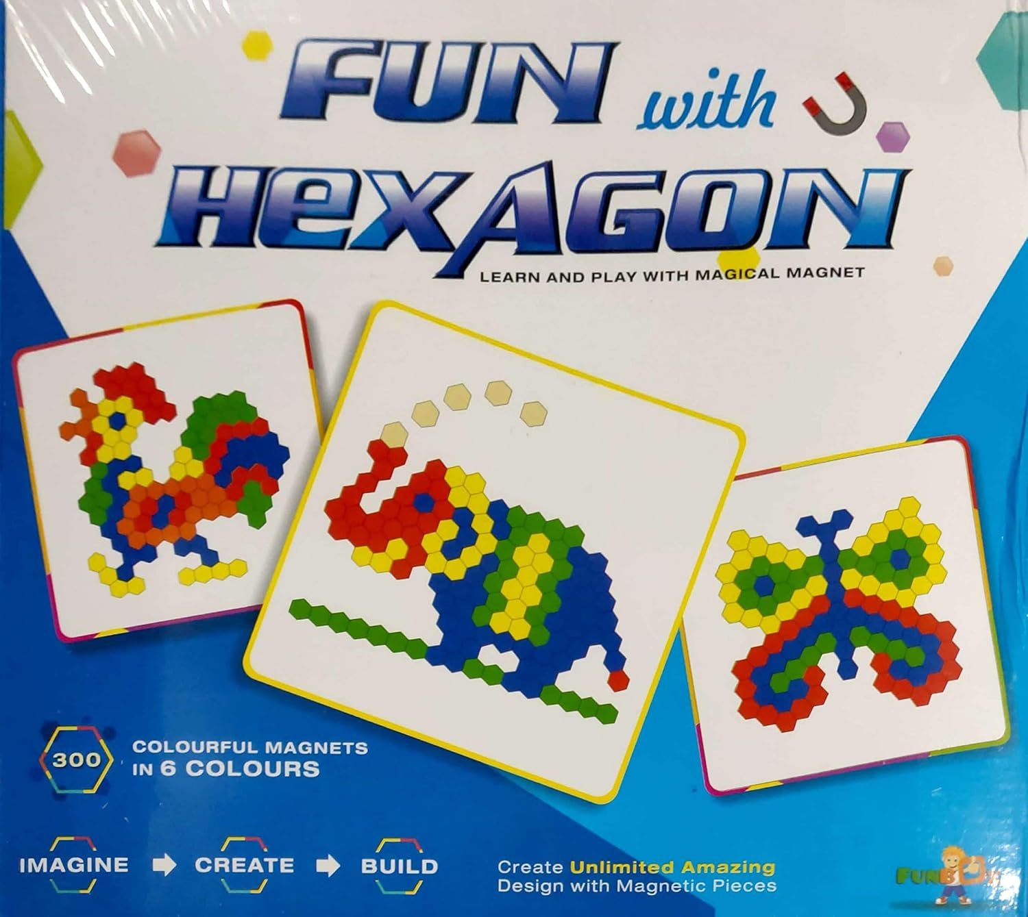 Negi Fun with Hexagon Big Magnetic Puzzle for Kids,300 Pieces in 6 Colours