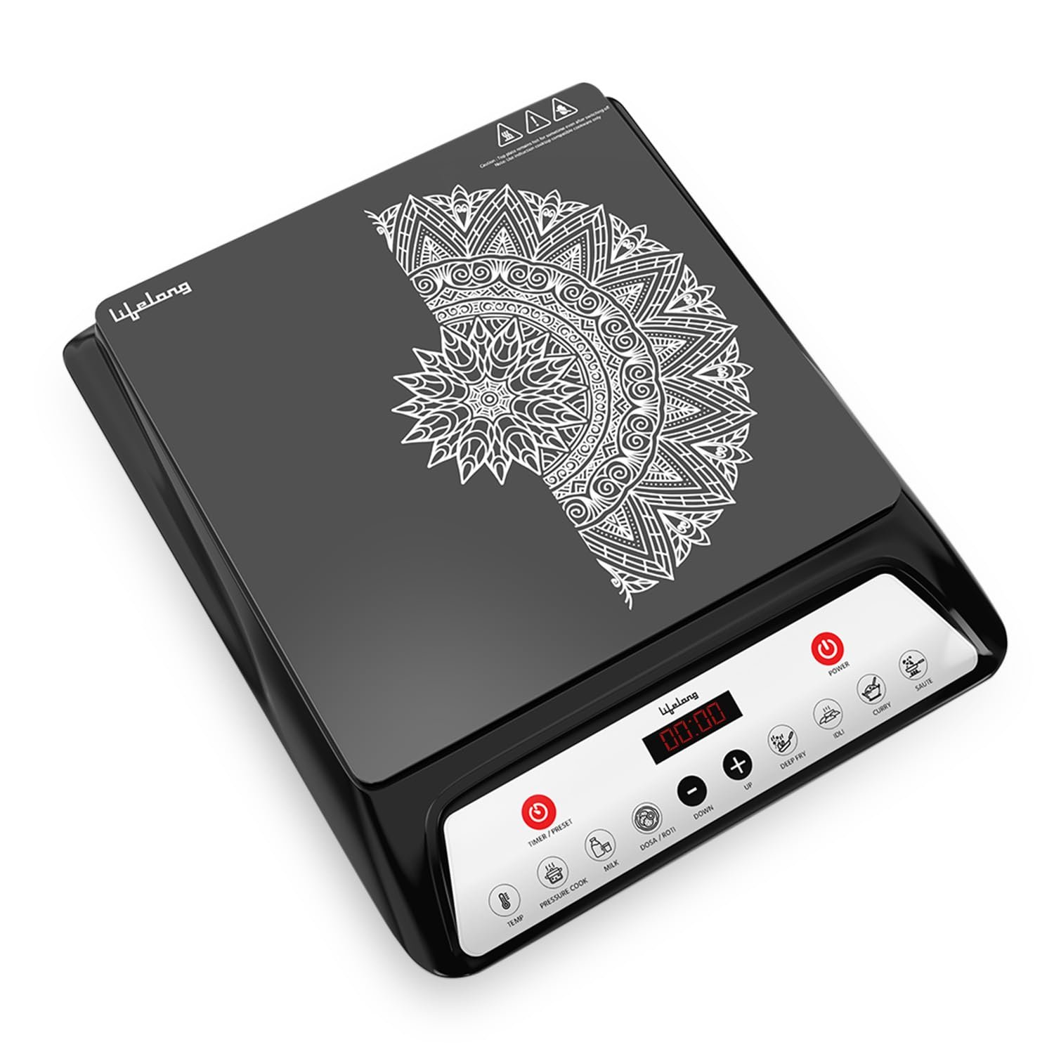 Lifelong 1800 Watt Induction Stove With Surge Protection, Electric Induction, 7 Preset Indian Menu Options, Auto Shut Off&Temperature Control with Voltage Protection, 1 Year Manufacturer's War