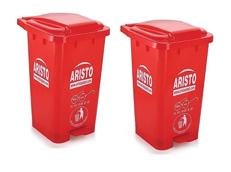 Aristo Plastic Pedal Garbage Waste Dustbin 70 LTR RED & RED