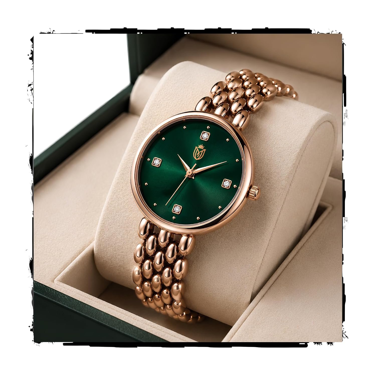 MOOVER Analog Watch for Women & Girls | Luxury Bracelet Style Ladies Wrist Watch | Crystal Dial with Premium Stainless Steel Chain Strap | Fashion Watch for Daily Wear, Party & Gift