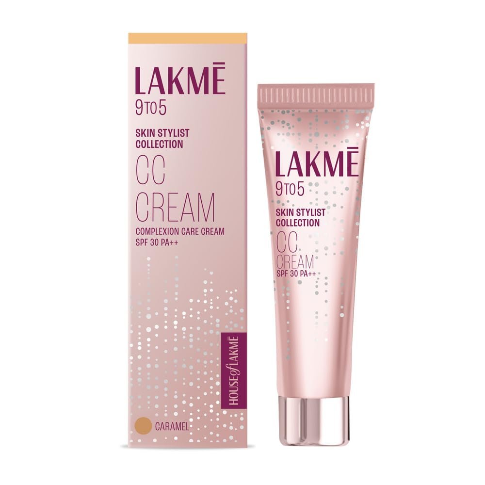Lakme 9 to 5 CC Cream Caramel with 3% Niacinamide Complex SPF30 PA++ | 90% lightweight moisturizing cream for Care & 10% Foundation for Care |Conceals Dark Spots| Brightens Skin |30 g