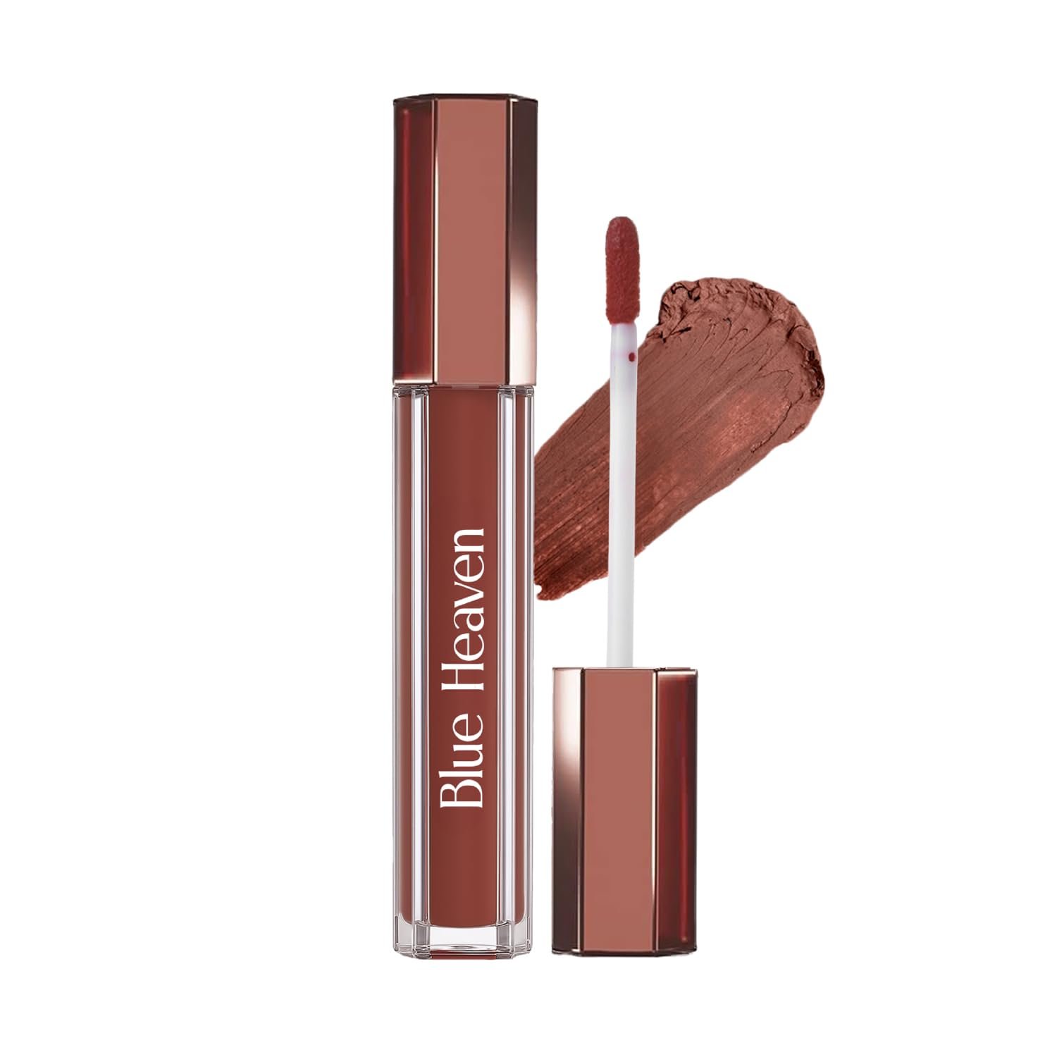 Blue Heaven Roseate Lip Cream | Light Weight Mousse Texture | Hydrating & Plumping Liquid Lipstick for women | Enriched with Peptides, Hyaluronic Acid & Cocoa Butter | Classic Brown | 3.5ml