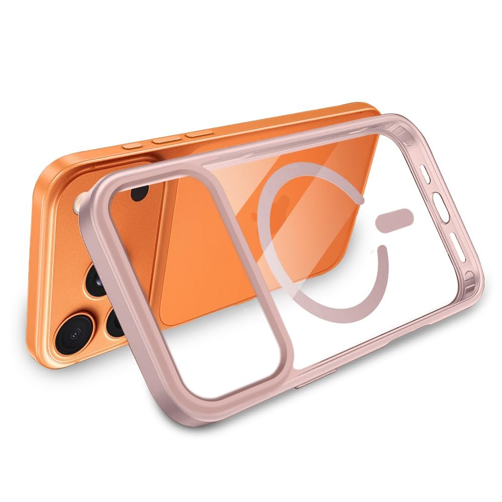iPhone 17 Pro Transparent Case | Shockproof Bumper & Camera Protection | Magsafe Compatible | Sleek Hard Crystal Back Cover for iPhone 17 Pro – Pink