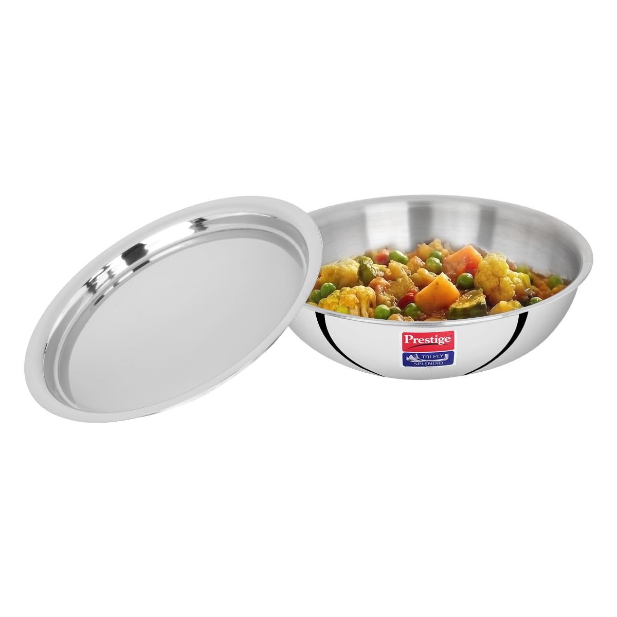 Prestige 20cm/1.6L Tri-Ply Stainless Steel Splendid Tasla with Lid|Gas and Induction Compatible|Even Heat Distribution| Thick Gauge Tri-Ply Body|15 Year Warranty