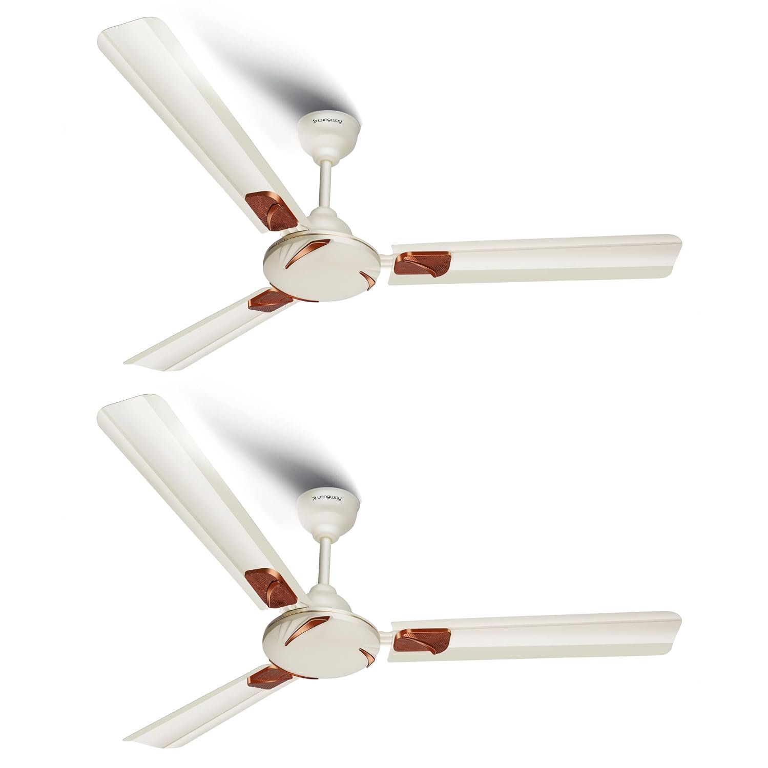 LONGWAY Creta P2 1200 mm/48 inch Ultra High Speed 3 Blade Anti-Dust Decorative Star Rated Ceiling Fan 2 Years Warranty (Ivory, Pack of 2)
