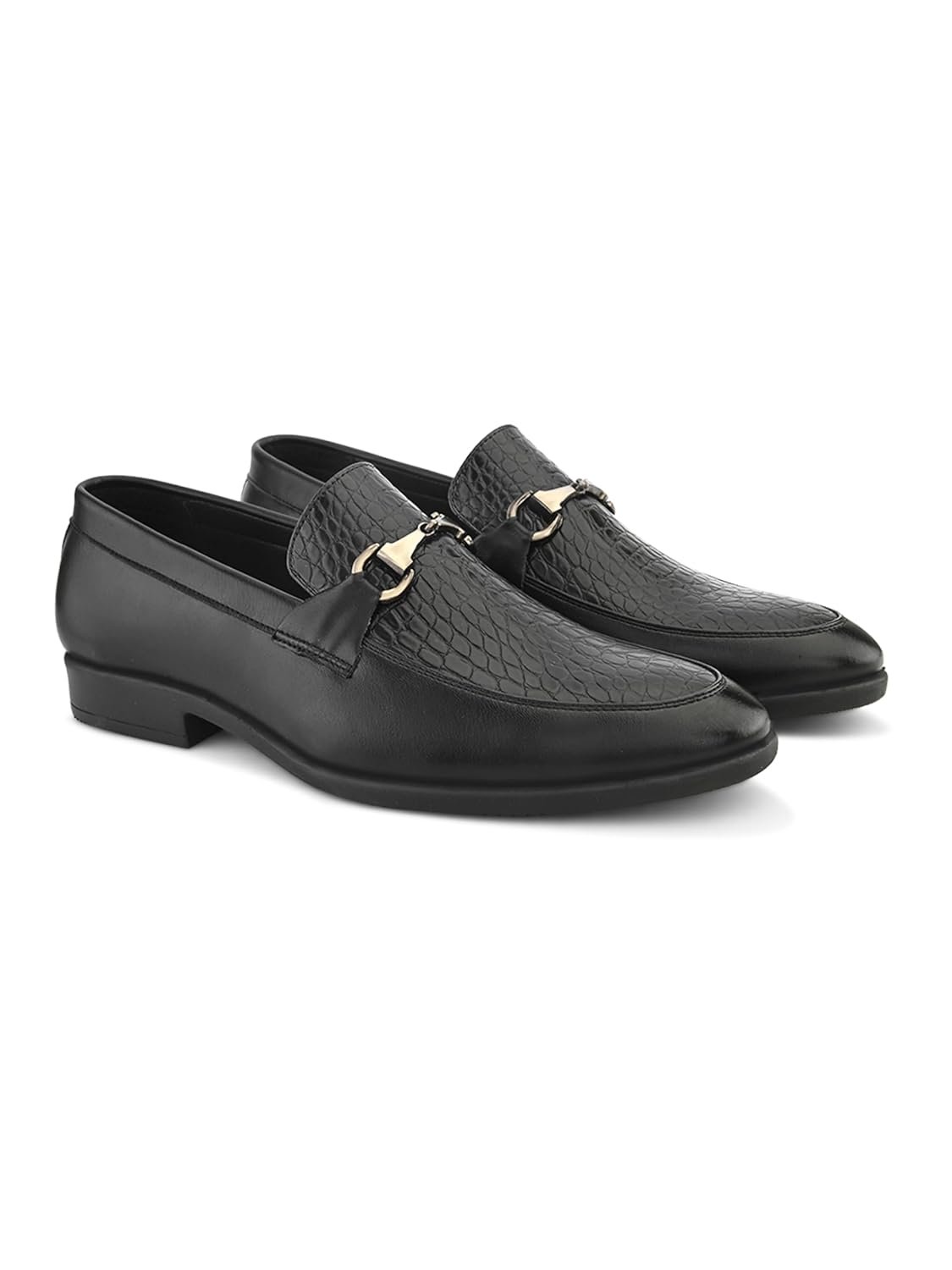San Frissco Men's Loafers Horsebit Shoes for Men | Buckle Slip-On Textured Moccasins for Office & Formal Wear with Soft Cushioned Insole Stylish, Comfortable & Durable Footwear