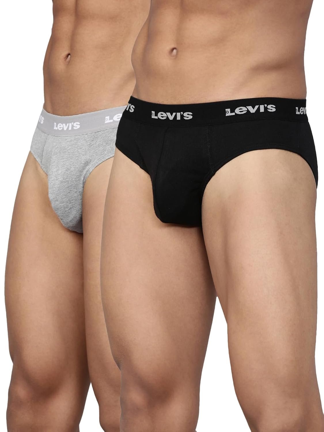 Levi's 002 Classic Brief for Men | 100% Pure Cotton | Solid | Durable Comfort | Breathable Men's Underwear | Anti-roll Waistband | Extra Supportive Gusset | Dual Layer 3D Pouch | Pack of 2