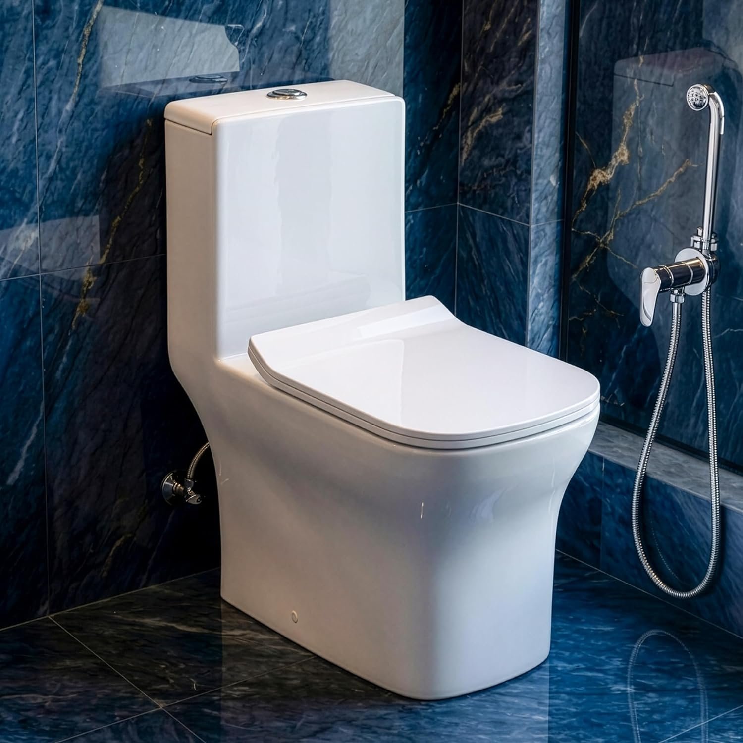 Johnson Elegance One Piece Toilet | Washdown 180 mm P Trap Floor Mounted Western Commode | Dual Flush 3/6L| Slim Soft Close Seat with Quick Release Hinges | 10 Year Warranty