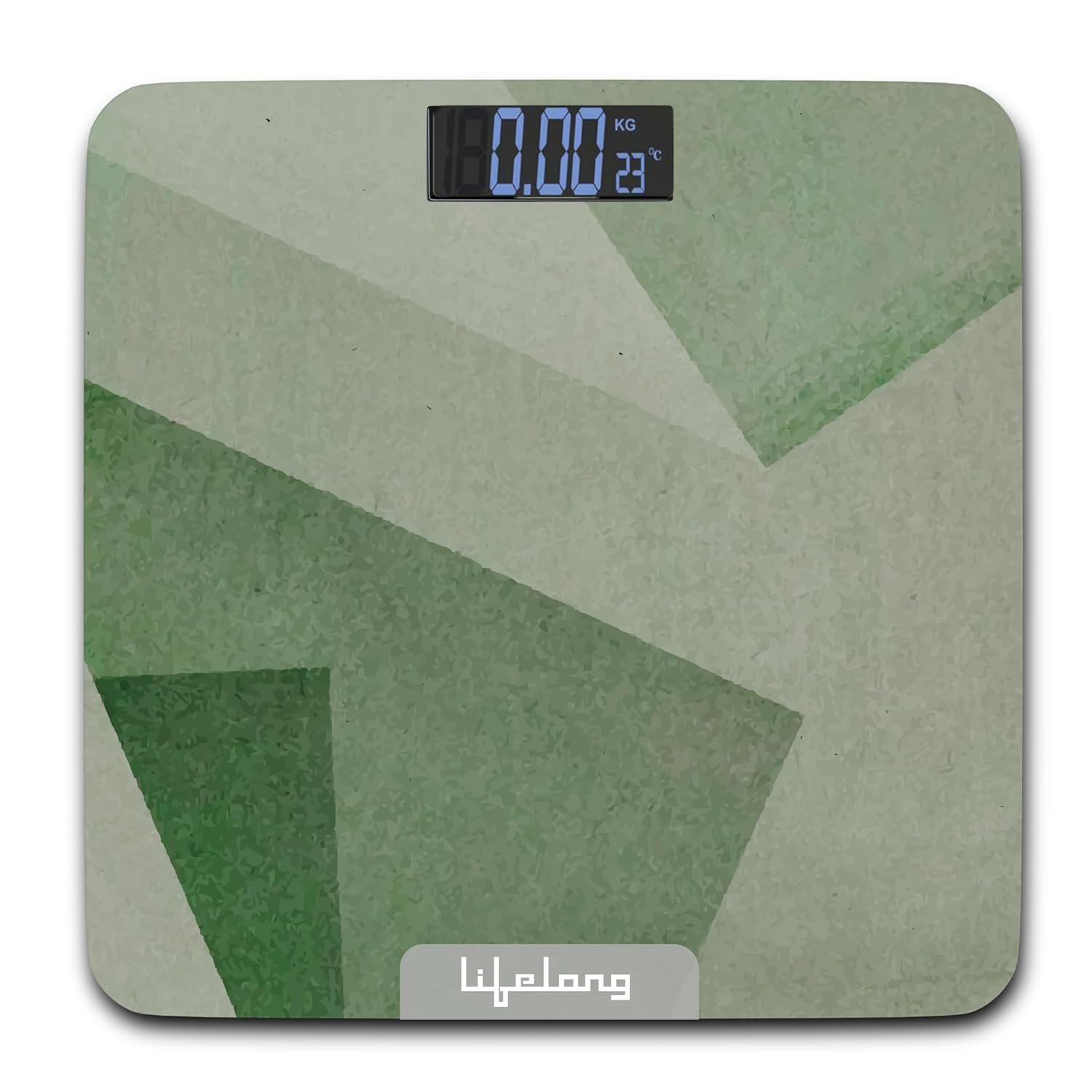 Lifelong Weighing Machine with Backlit LCD Panel |Digital Weight Machine for Body Weight|Thick Tempered Glass with LCD Display|Bathroom Weighing Scale (Olive Green)