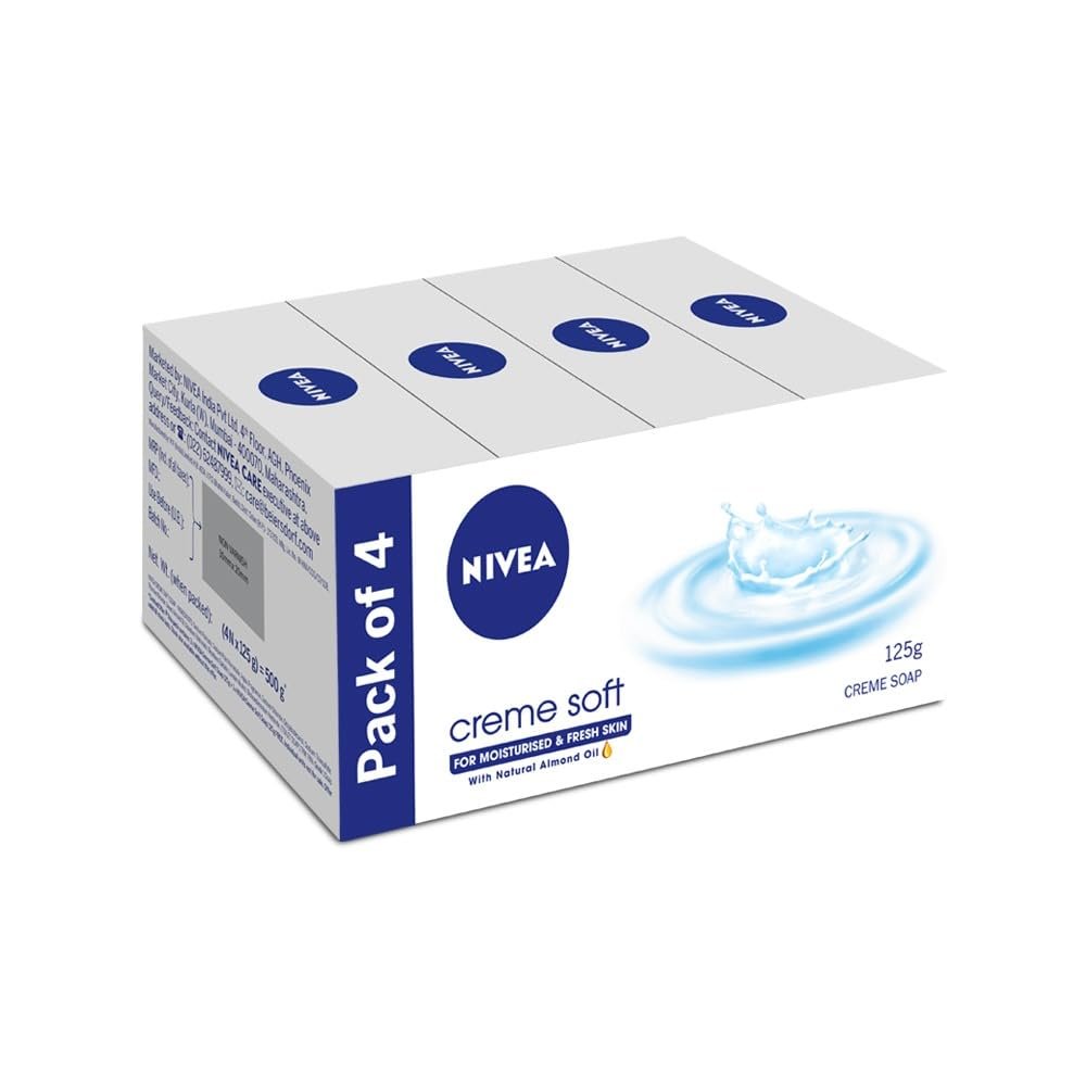 NIVEA Creme Soft Soap with Natural Almond Oil, Moisturizing Beauty Bath Soap & Cream Soap for Hands & Body, Rich Creamy Lather for Soft, Smooth & Healthy Skin, Gentle Daily Cleansing, Pack