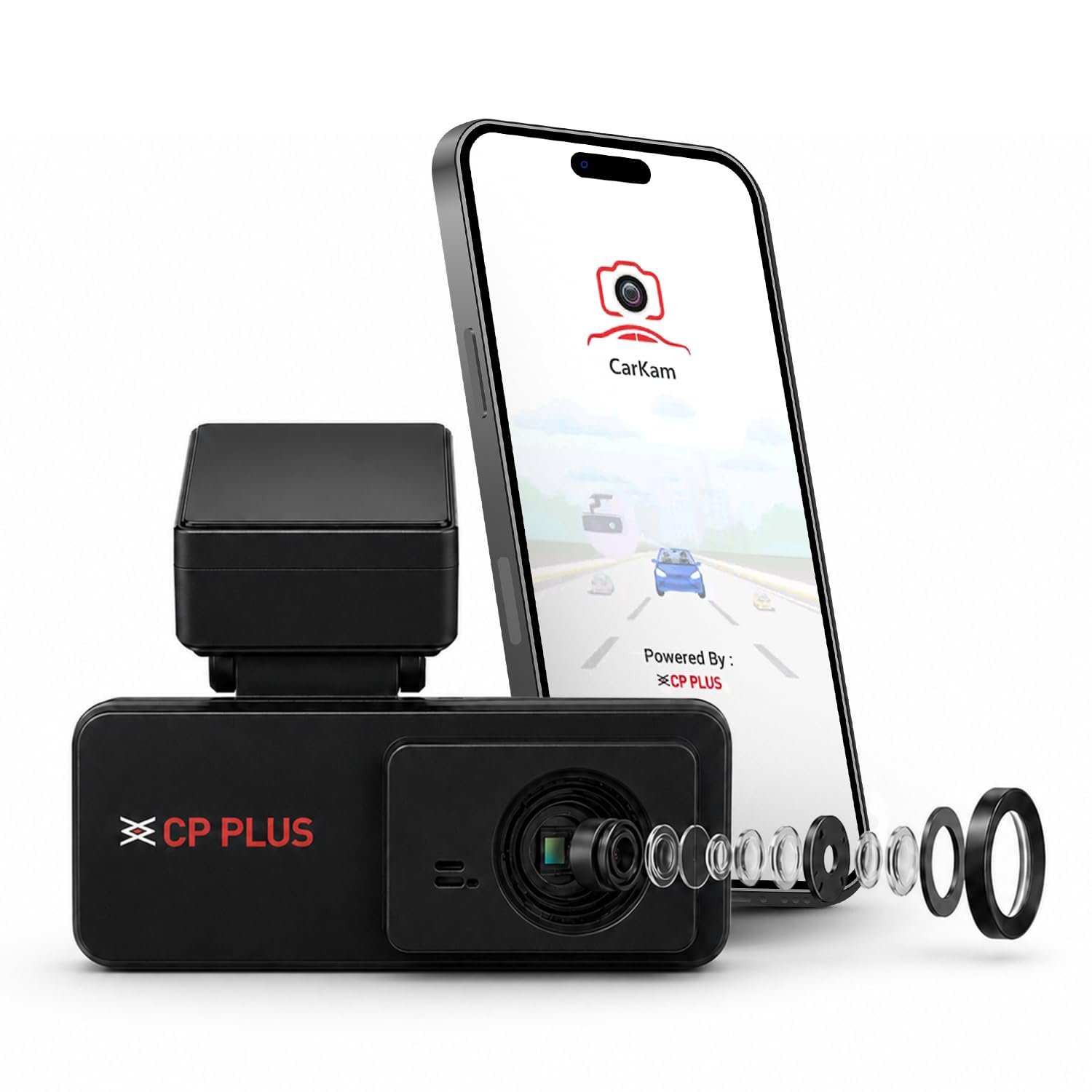 CP PLUS Dash Cam for Car CP-F34 | 2K 3MP Full HD+ Front Dashcam with Built-in GPS | 137° Wide View Angle | Built-in Microphone | (AP Mode) WiFi | G-Sensor | WDR Night Vision | Supports 1TB SD Card