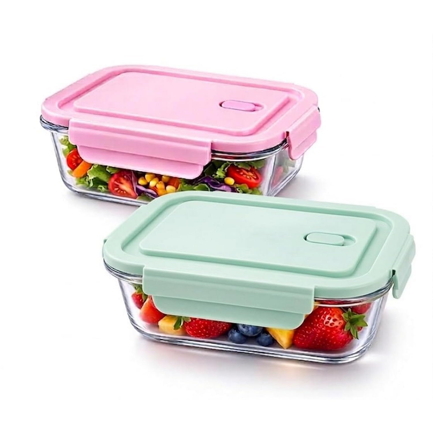 650 ML Glass Meal Prep Containers with Airtight Lids | Food Storage Containers Microwave, Oven, Freezer & Dishwasher Safe (Pack of 2)