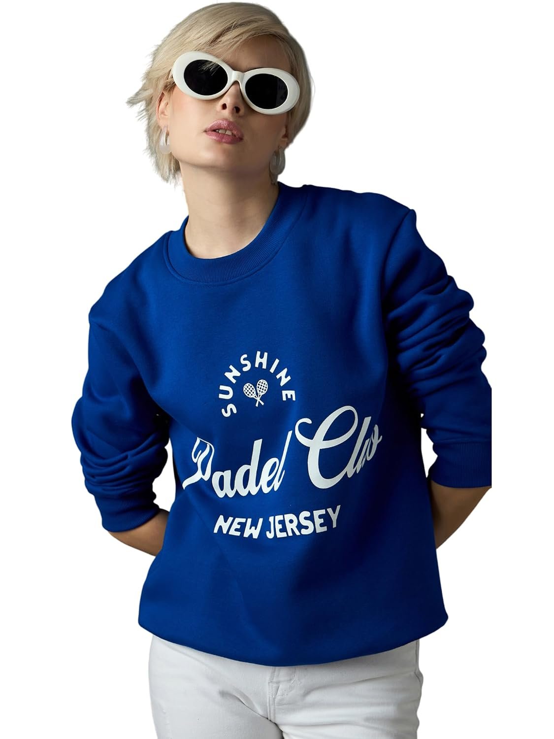 Sassafras Women Padel Club Printed Regular Fit Fleece Sweatshirt