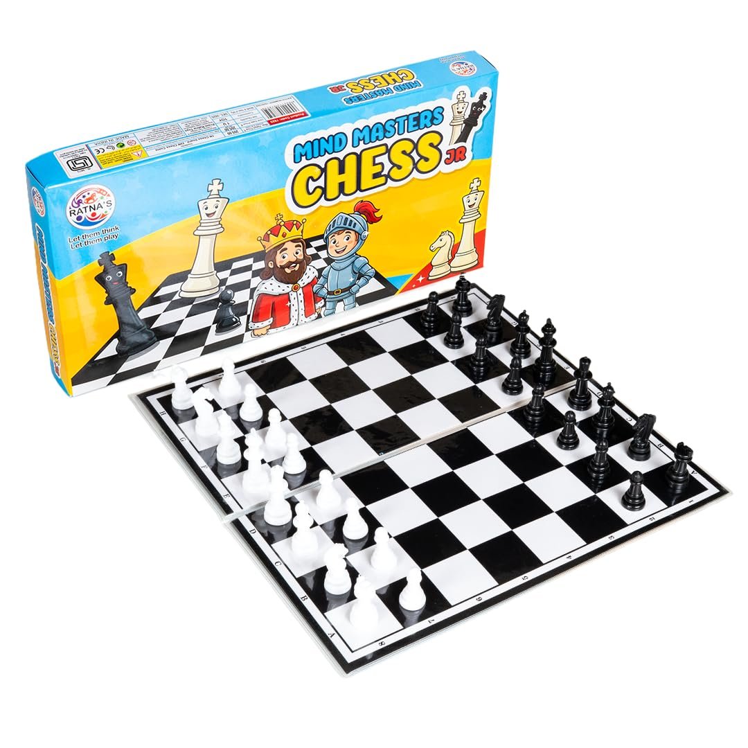 Ratna's Mind Masters Chess Junior, Educational Strategy Board Game for Kids, 29 cm Board with Black and White Pieces