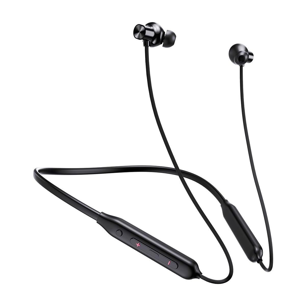 pTron Tangent Rush w/ 50Hrs Playtime, Pristine Sound, Dual-Device Pairing, Bluetooth 5.4 Wireless in-Ear Earphones with Mic, Voice Assistant, Type-C Fast Charging & IPX5 Water Resistant (Jet Black