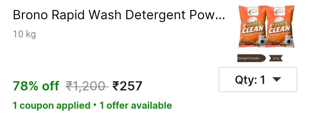 Brono Rapid Wash Detergent Powder | Deep Clean | No Residue Left | PK1PK1 Detergent Powder (Multi) Price in India - Buy Brono Rapid Wash Detergent Powder | Deep Clean | No Residue Left | PK1PK1 Deterg