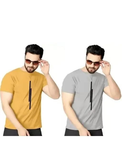 Men's Casual Half Sleeve T-Shirts, Pack of 2, Printed Design, Stylish