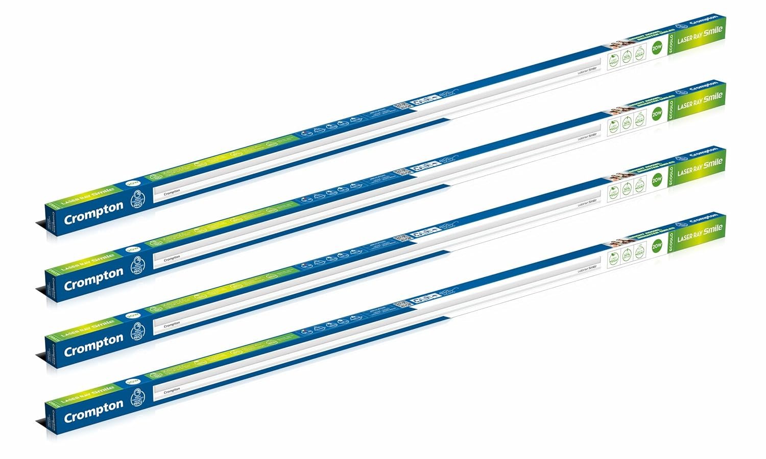 Crompton Laser Ray Smile 20W LED Batten |4 feet Slim Batten for Living Room & Bedroom | Energy Efficient Tubelight for Home | BIS Approved | Cool Day Light (6500K) (Pack of 4)
